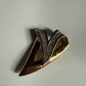 Elegant Gold and Silver Brooch with Crystal Accents